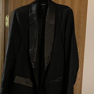 Torrid Black Satin-Trim Blazer